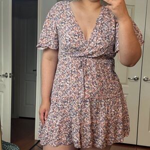 Chic Floral Wrap Mini Dress